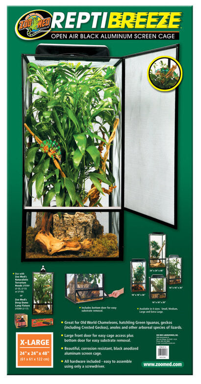 ZOOMED Terrarium ReptiBreeze Double Portes 91x46x91cm Aluminium Noir