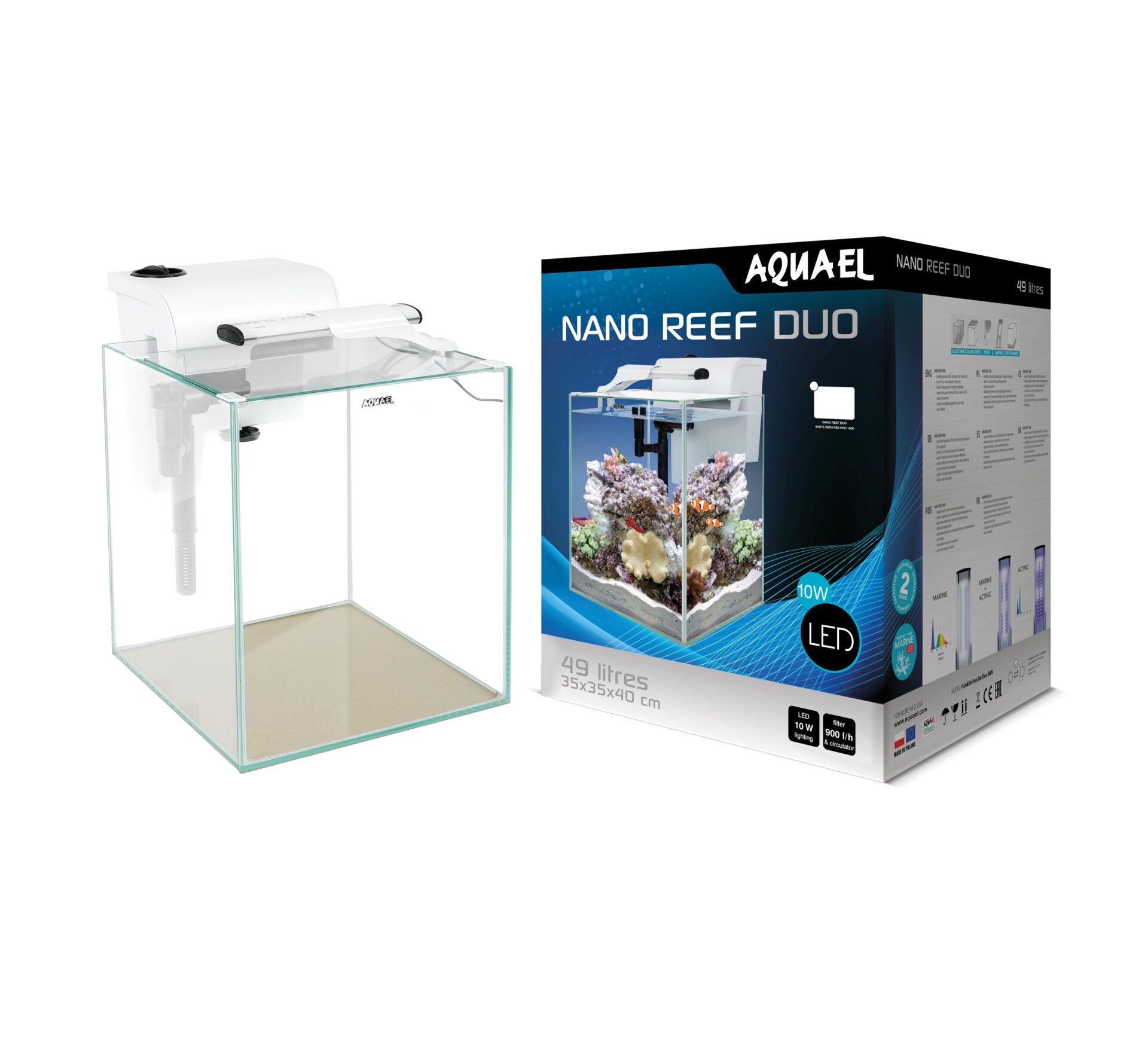 AQUAEL Aquarium Nano Reef 35 Duo Blanc 2.0 49L