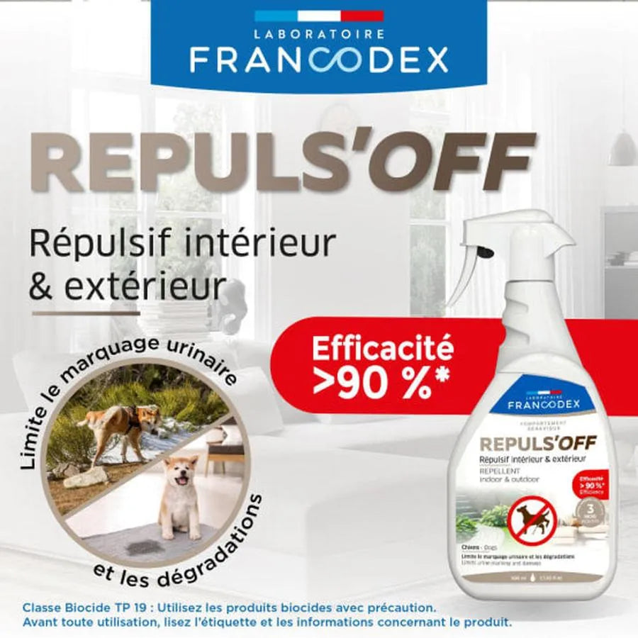 FRANCODEX RÉPULSIF INTÉRIEUR CHIEN Menthe Eucalyptus 250ml