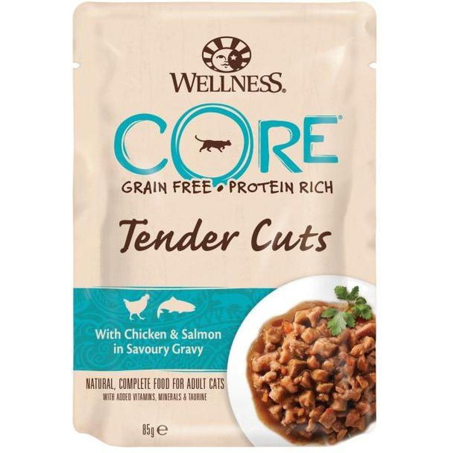 WELLNESS CORE Chat Tender Cuts Nourriture humide Poulet Saumon 85g