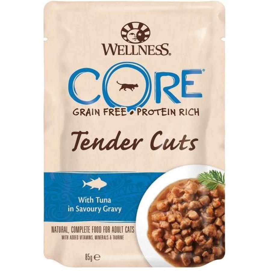 WELLNESS CORE Tender Cuts Chat Adulte Nourriture Humide Thon en Sauce 85g