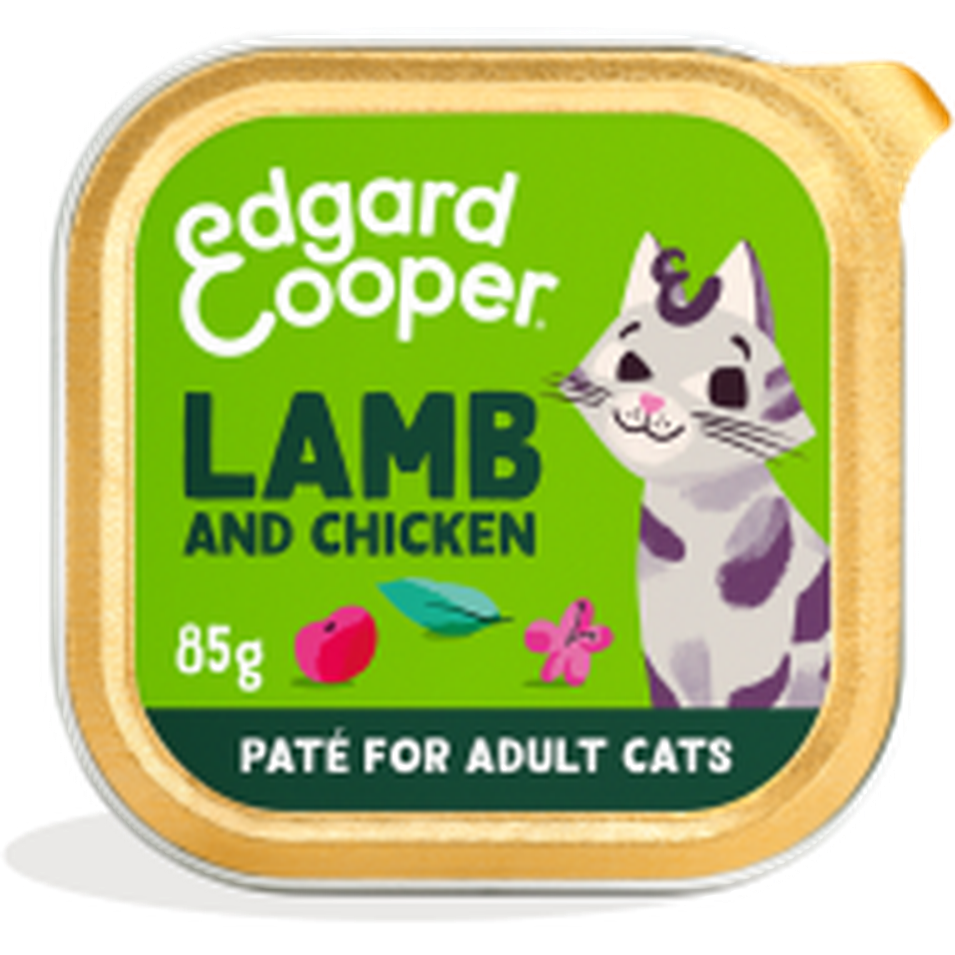 EDGARD COOPER Barquettes sans céréales pour chats adultes à l'agneau et poulet 85g