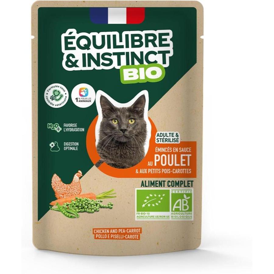 EQUILIBRE & INSTINCT Terrine pour chat adulte poulet légumes BIO 85g