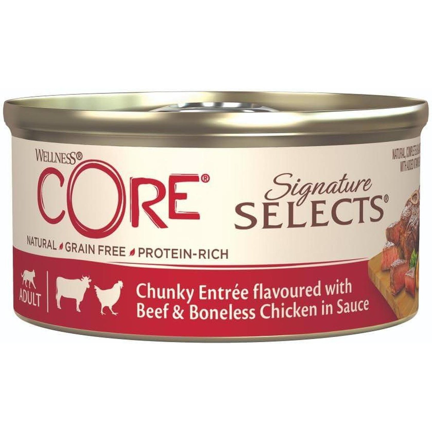 WELLNESS Core Signature Selects Nourriture humide pour chat adulte Boeuf/Poulet 79g