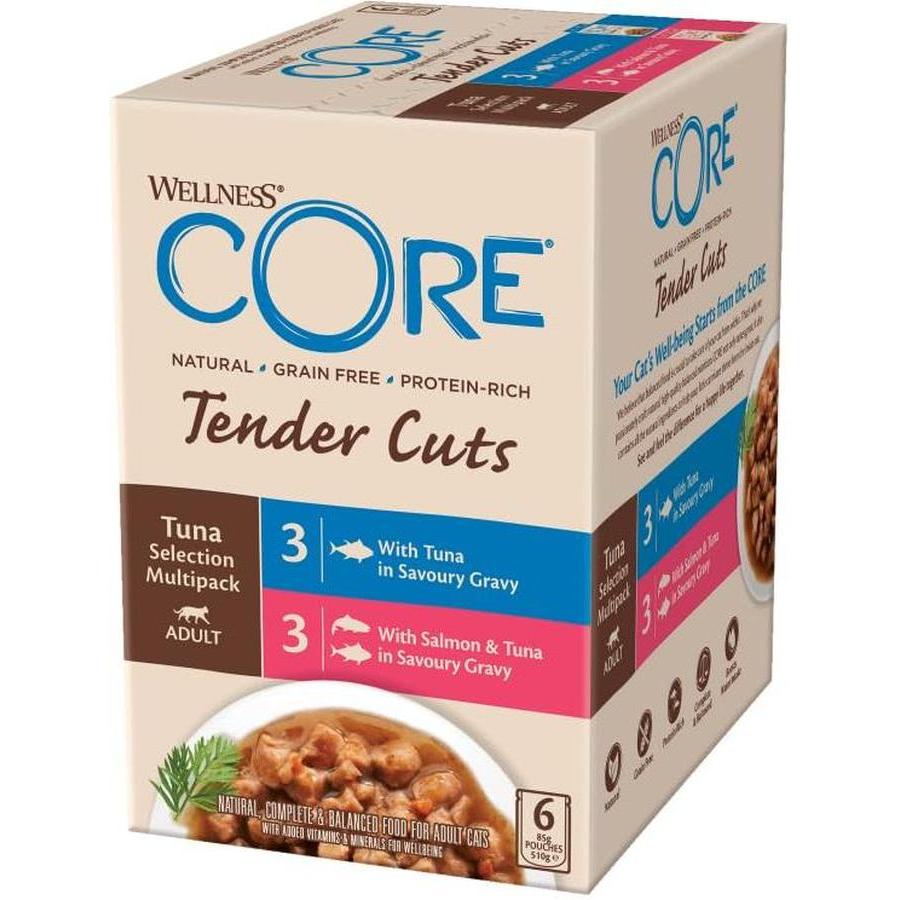 WELLNESS CORE Tender Cuts Chat Adulte Nourriture Humide Thon en Sauce 85g