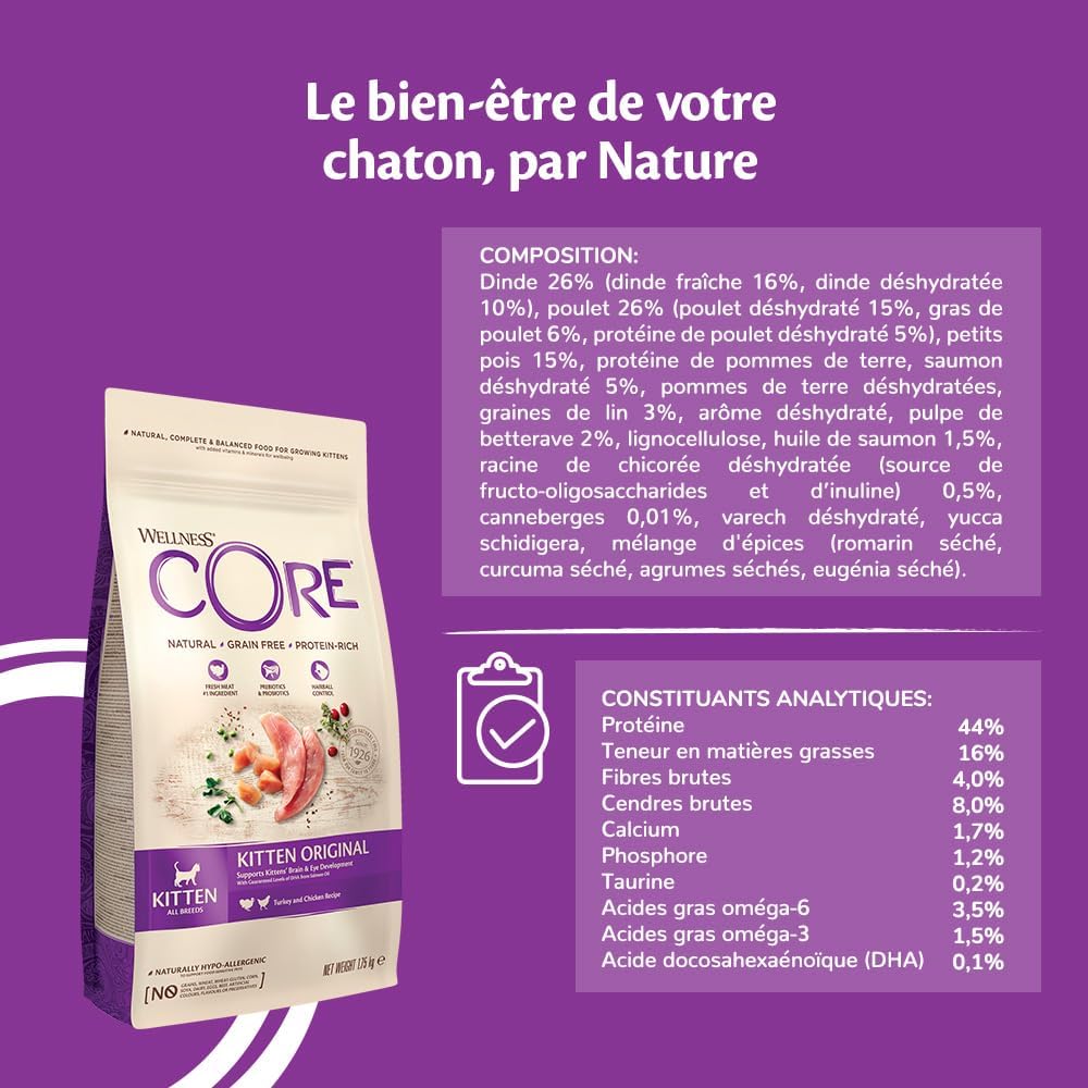 WELLNESS CORE Chaton Croquettes Dinde Poulet 300g