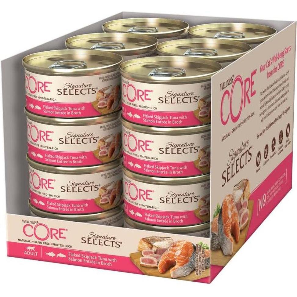 WELLNESS CORE Signature Selects Nourriture humide pour chat Thon Skipjack et Saumon 79g