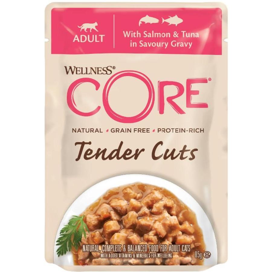 WELLNESS CORE Tender Cuts Chat Adulte Nourriture Humide Thon en Sauce 85g