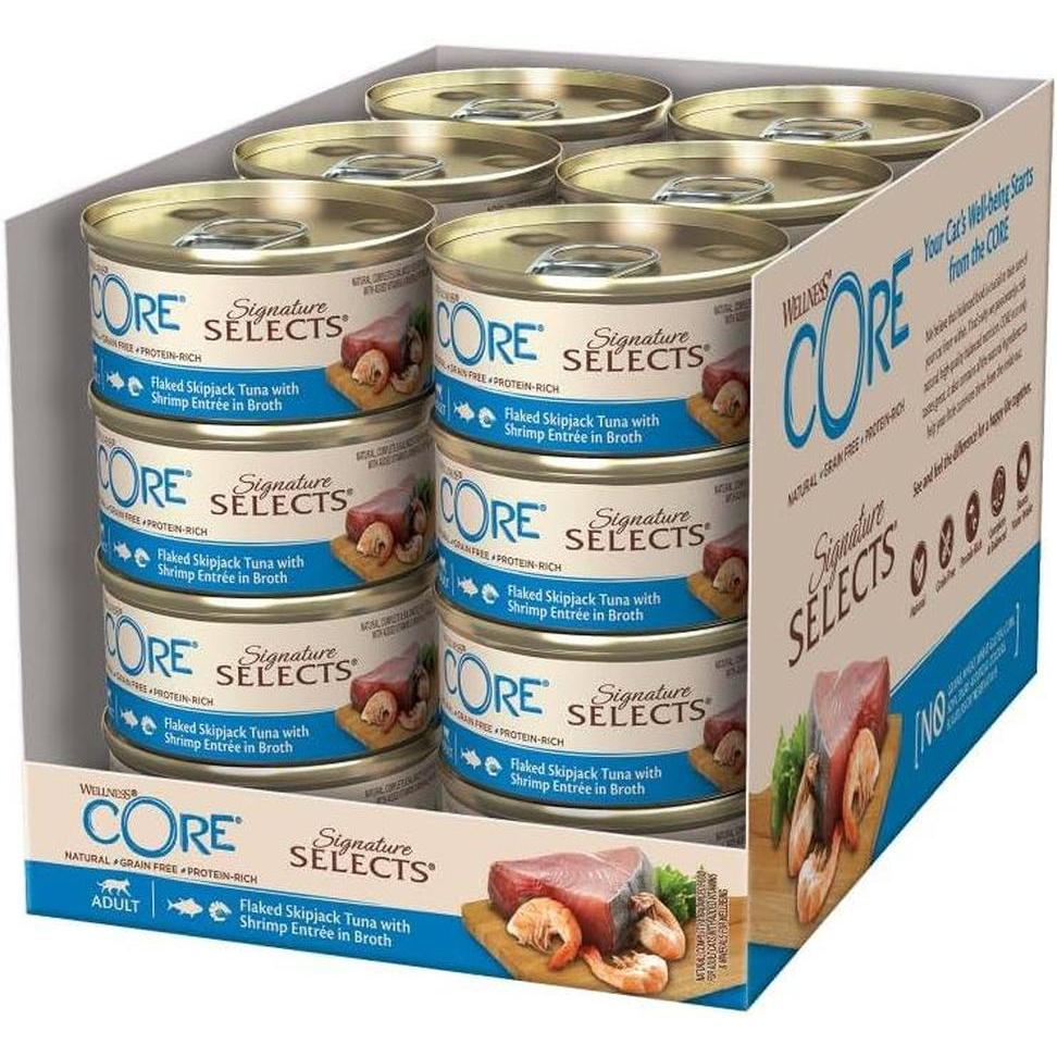 WELLNESS CORE Signature Selects Nourriture humide pour chat Thon Maquereau Crevettes 79g