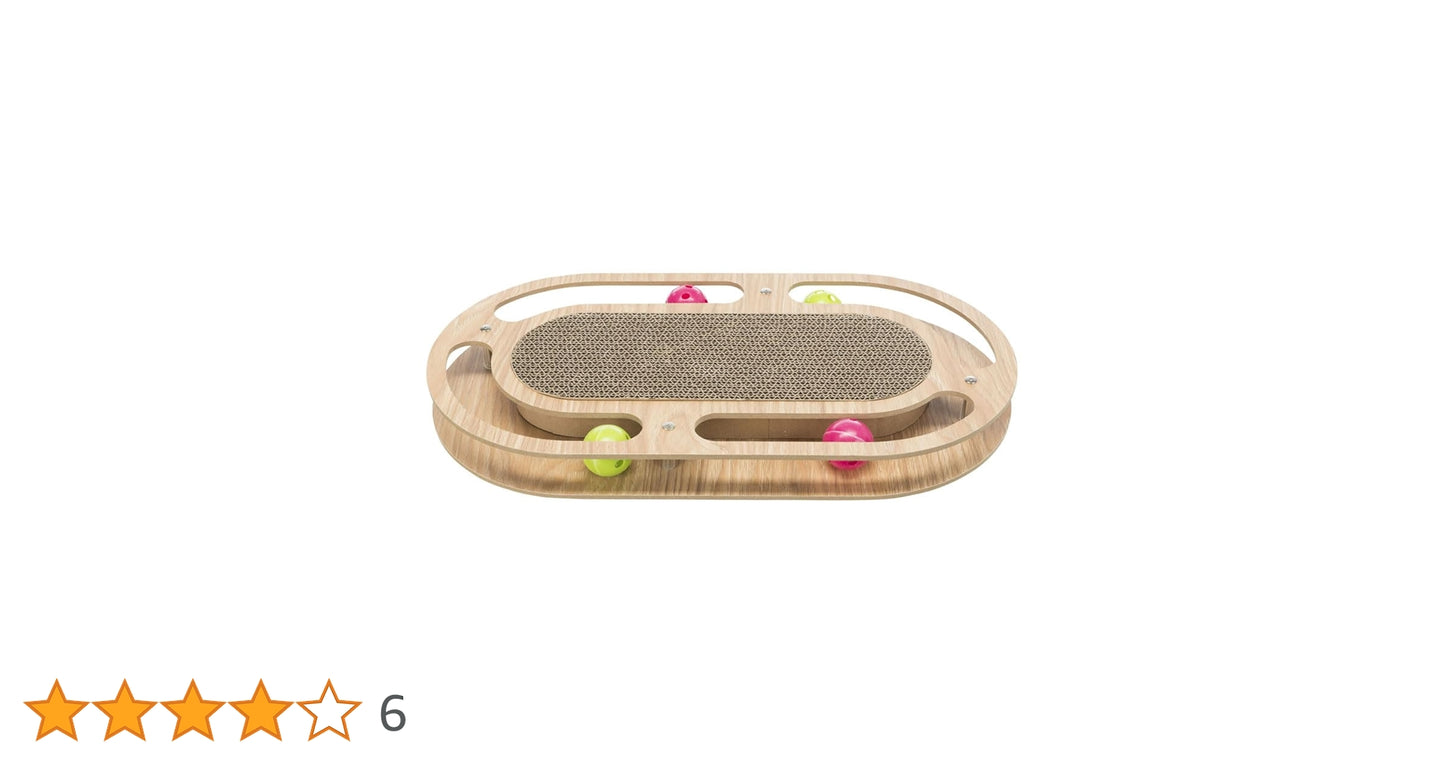 TRIXIE Plaque Griffoir pour Chaton en Carton Forme Souris Blanc 35x2,5x29,5cm