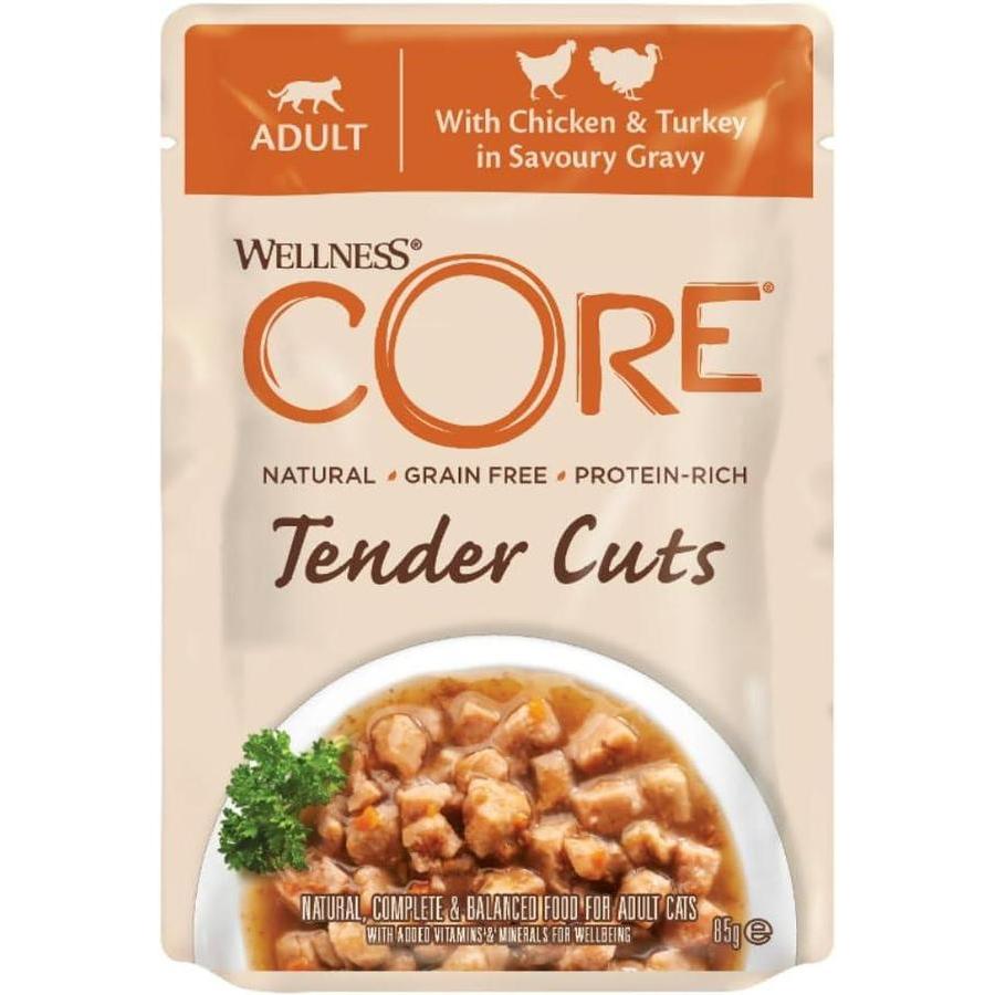 WELLNESS CORE Tender Cuts Nourriture humide pour Chat Sélection de Dinde 6x85g