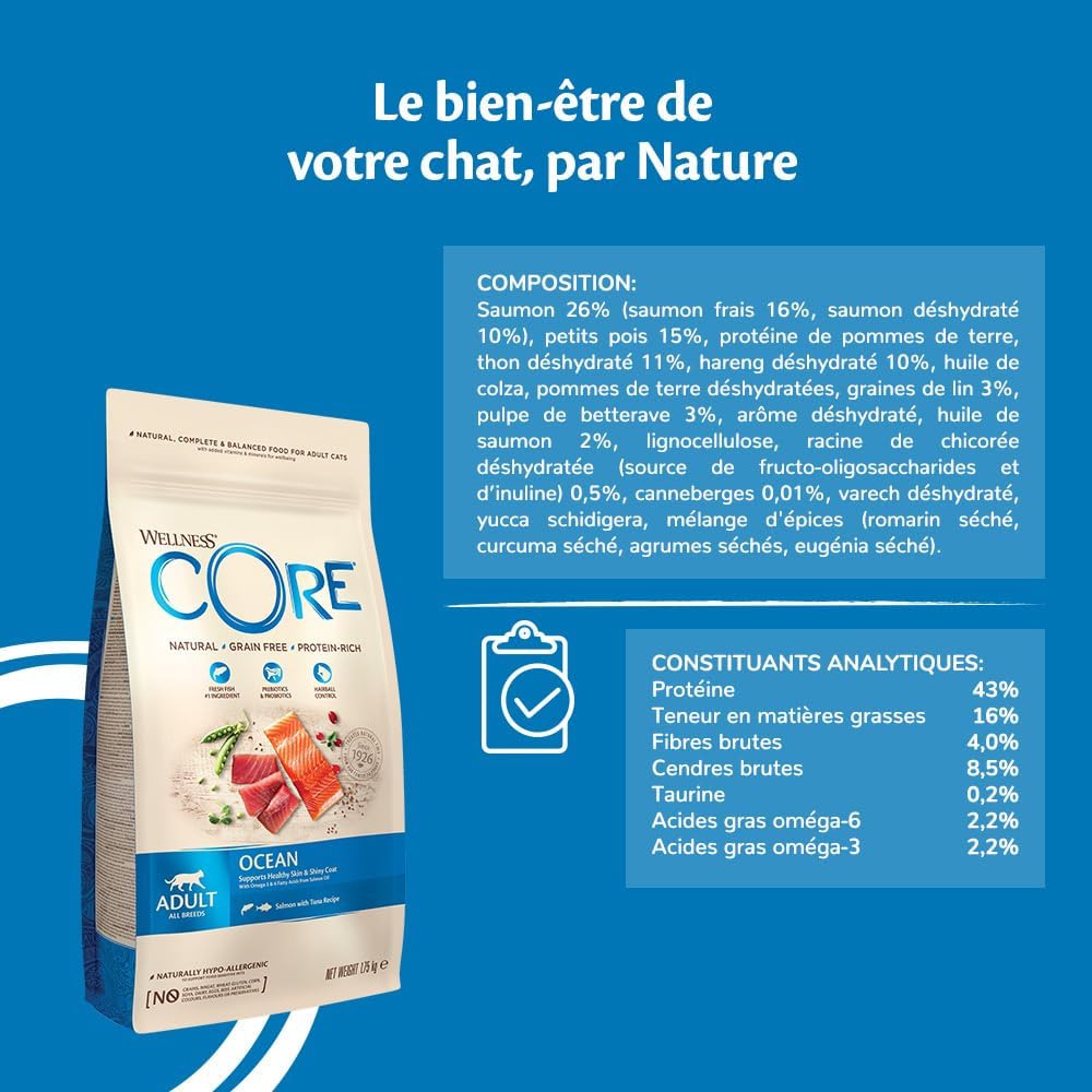 WELLNESS CORE Chat Croquettes Ocean Saumon & Thon 300g
