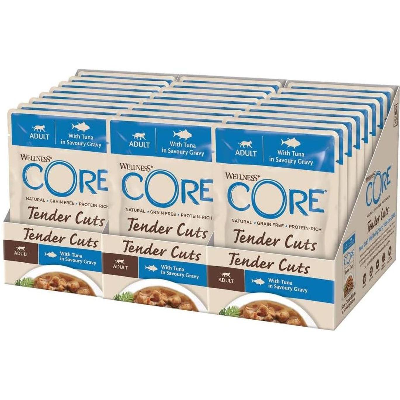 WELLNESS CORE Tender Cuts Chat Adulte Nourriture Humide Thon en Sauce 85g