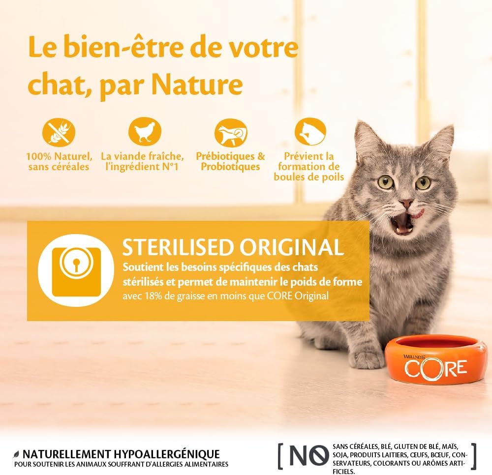 WELLNESS CORE Original Stérilisé Croquettes Chat Poulet & Dinde 1,75kg