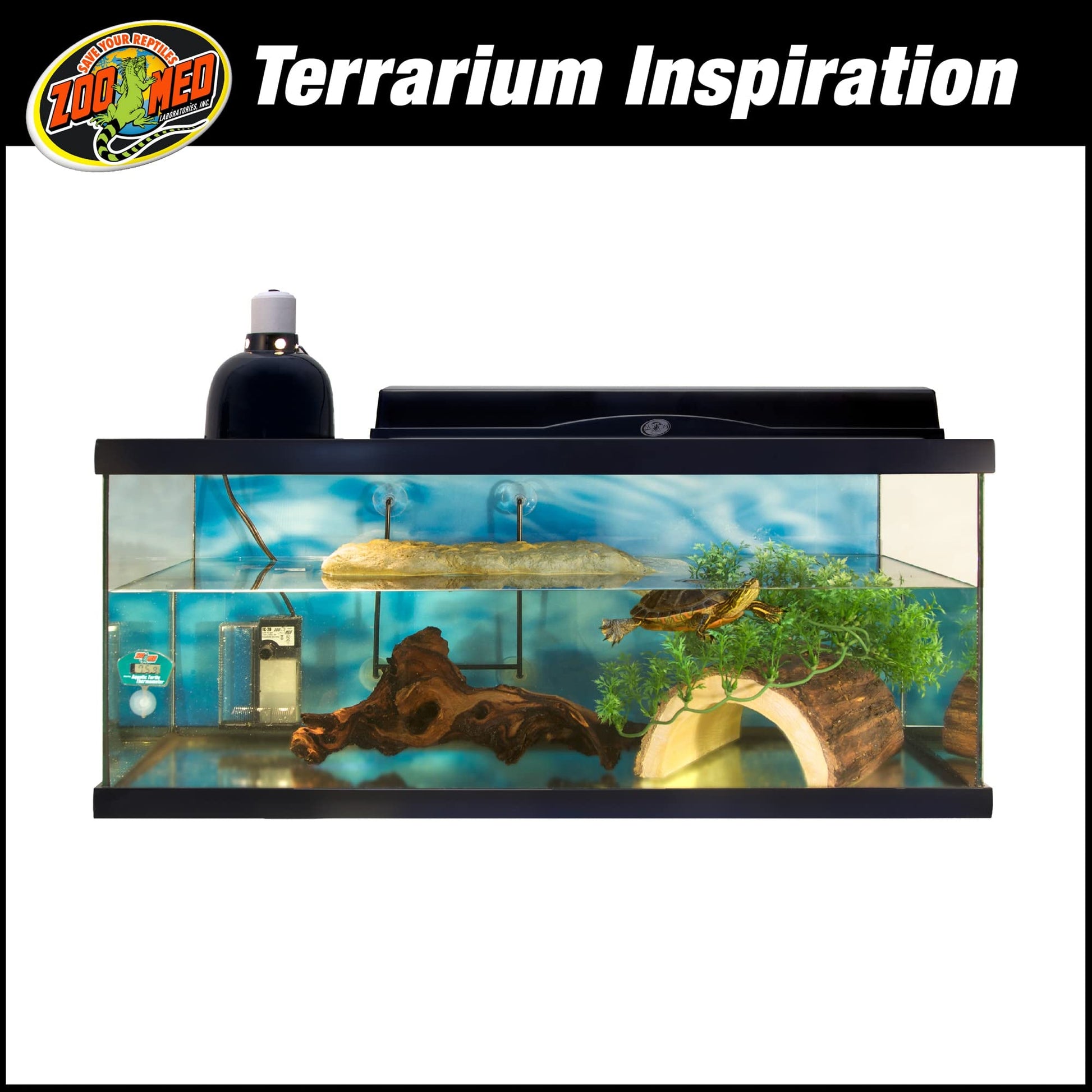 ZOOMED ReptiHabitat Kit Tortues Aquatiques 76x30x30cm avec Éclairage UVB et Filtre Submersible