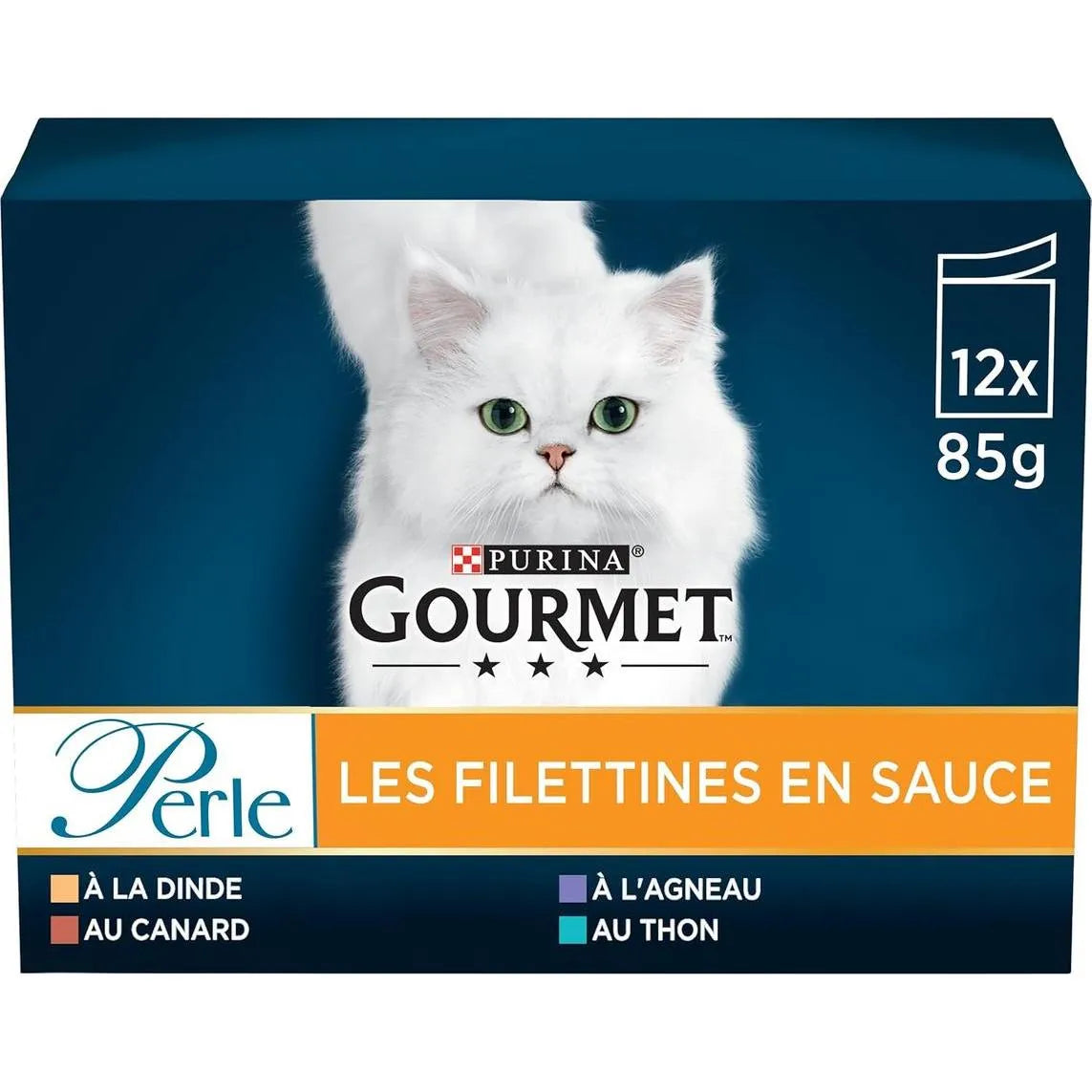 GOURMET Perle Les Filettines Dinde Canard Agneau Thon 12x85g