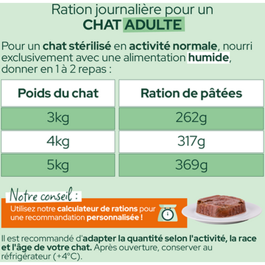 EQUILIBRE & INSTINCT Terrine pour chat adulte saumon légumes BIO 85g