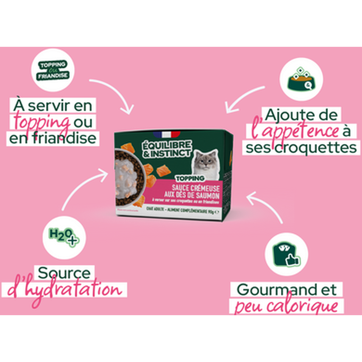EQUILIBRE & INSTINCT Sauce crémeuse au dés de saumon Chat Adulte 90g