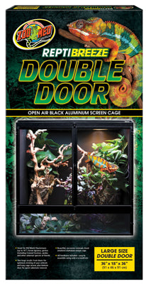 ZOOMED Terrarium ReptiBreeze Double Portes 91x46x91cm Aluminium Noir