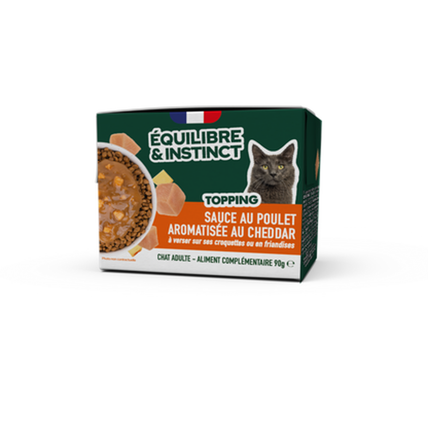 EQUILIBRE & INSTINCT Sauce au poulet aromatisée au cheddar pour chat adulte 90g