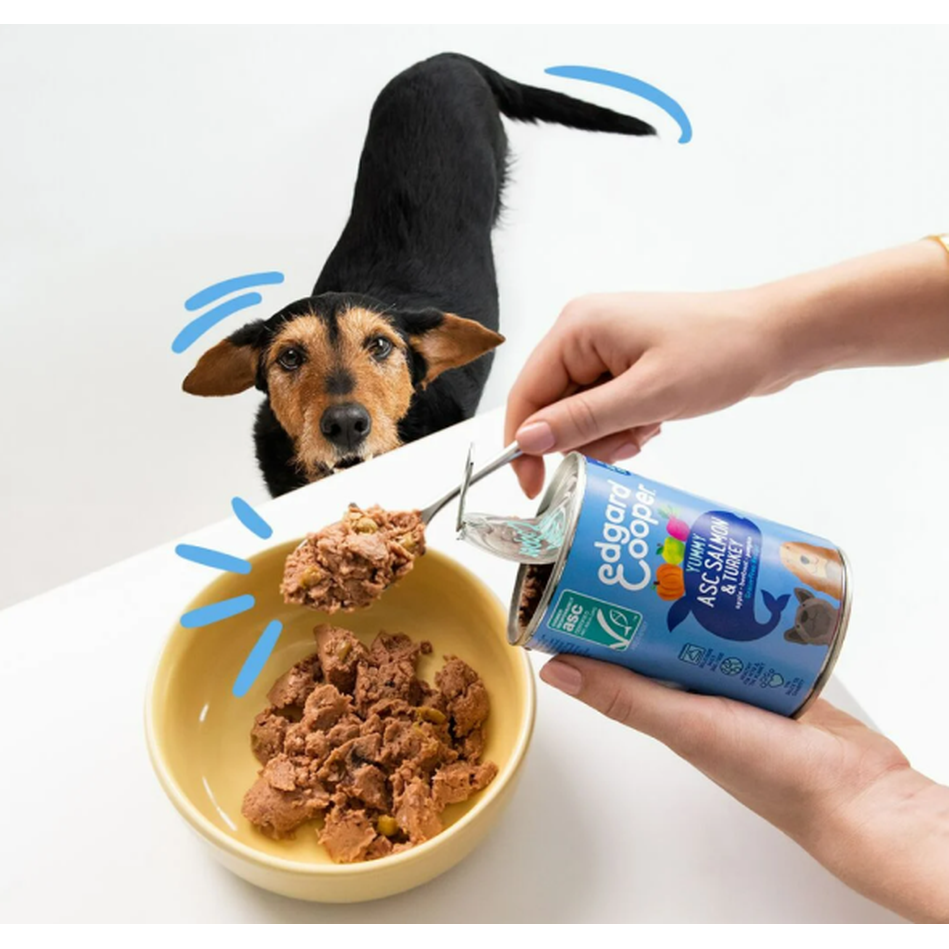 EDGARD COOPER Boîtes Sans Céréales Saumon & Dinde pour Chiens Adultes 400g