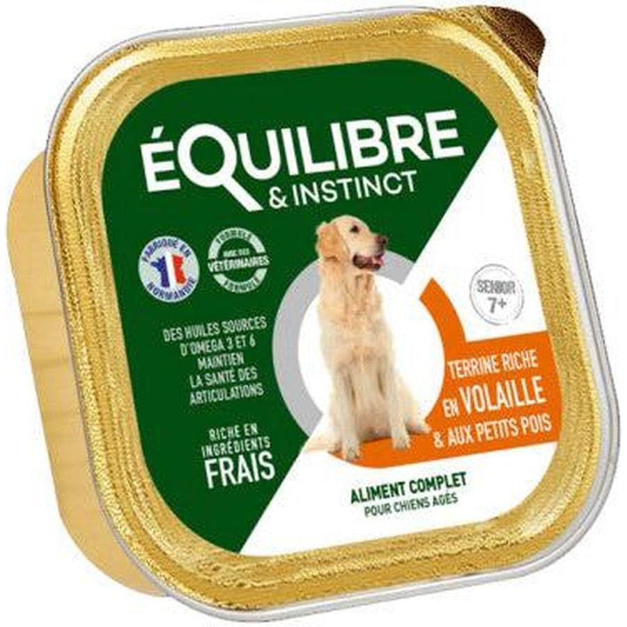 EQUILIBRE & INSTINCT Terrine pour chien adulte riche en canard & petit pois 300g