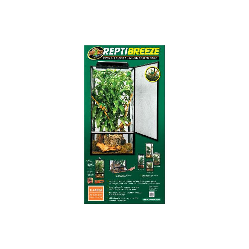 ZOOMED Terrarium ReptiBreeze Double Portes 91x46x91cm Aluminium Noir