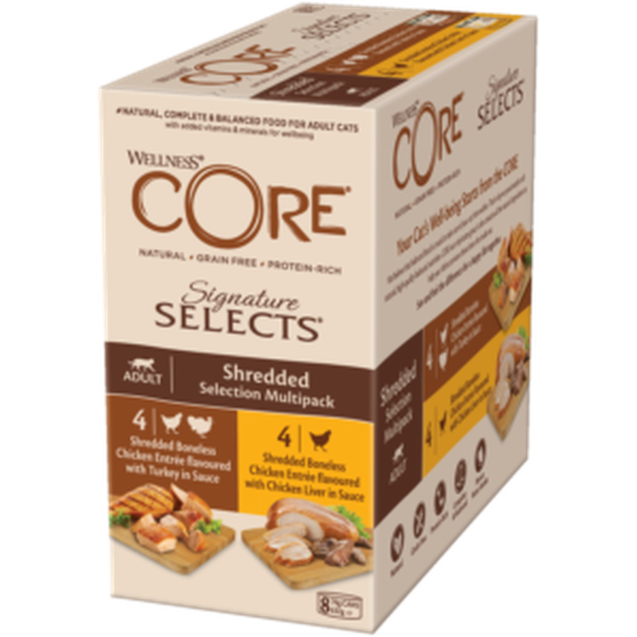 WELLNESS CORE Signature Selects Chat Sélection Effilochés 8x79g