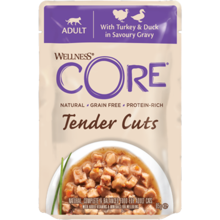 WELLNESS CORE Chat Tender Cuts Dinde & Canard 85g