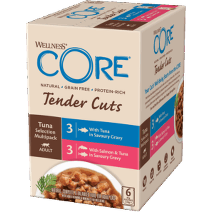 WELLNESS CORE Tender Cuts Nourriture humide pour Chat Sélection de Thon 6x85g
