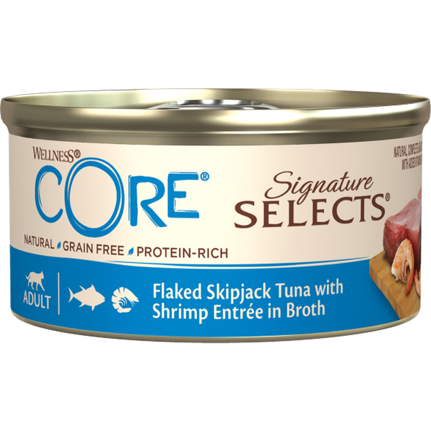 WELLNESS CORE Signature Selects Nourriture humide pour chat Thon Maquereau Crevettes 79g