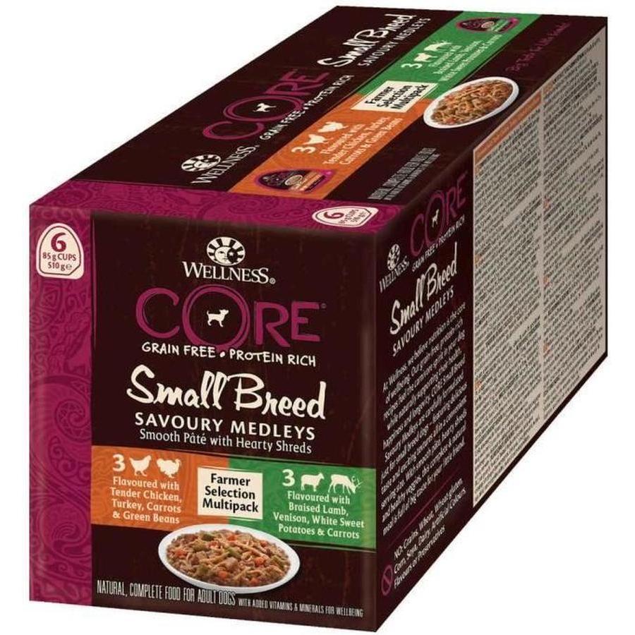 WELLNESS CORE Chien Savoury Medley Nourriture humide Poulet Boeuf Légumes 6x85g