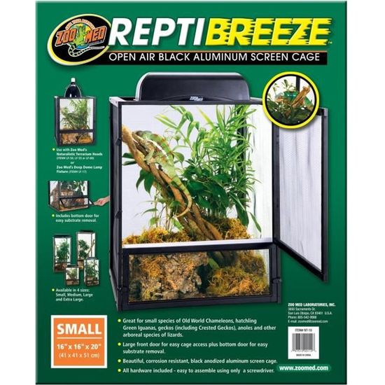 ZOOMED Terrarium ReptiBreeze Double Portes 91x46x91cm Aluminium Noir