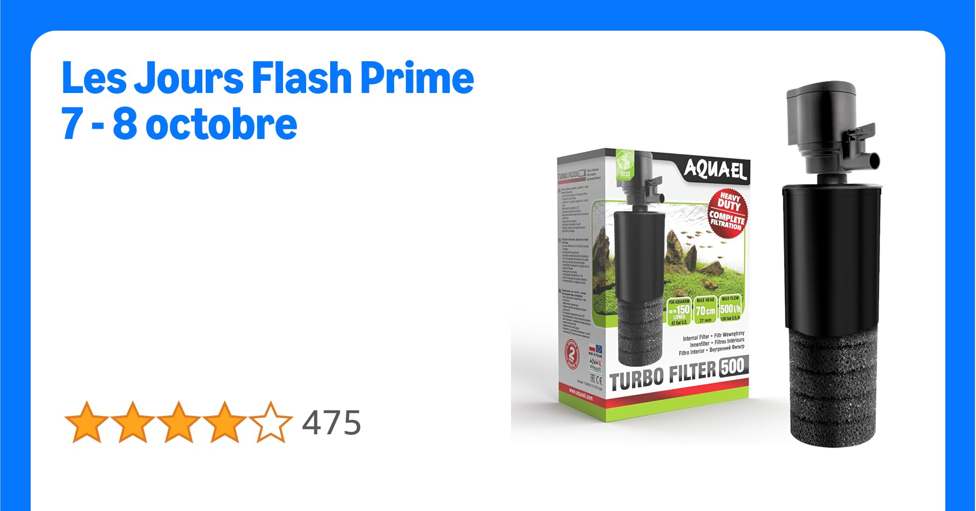 AQUAEL Aquaterrarium 80 avec filtre 500l/h