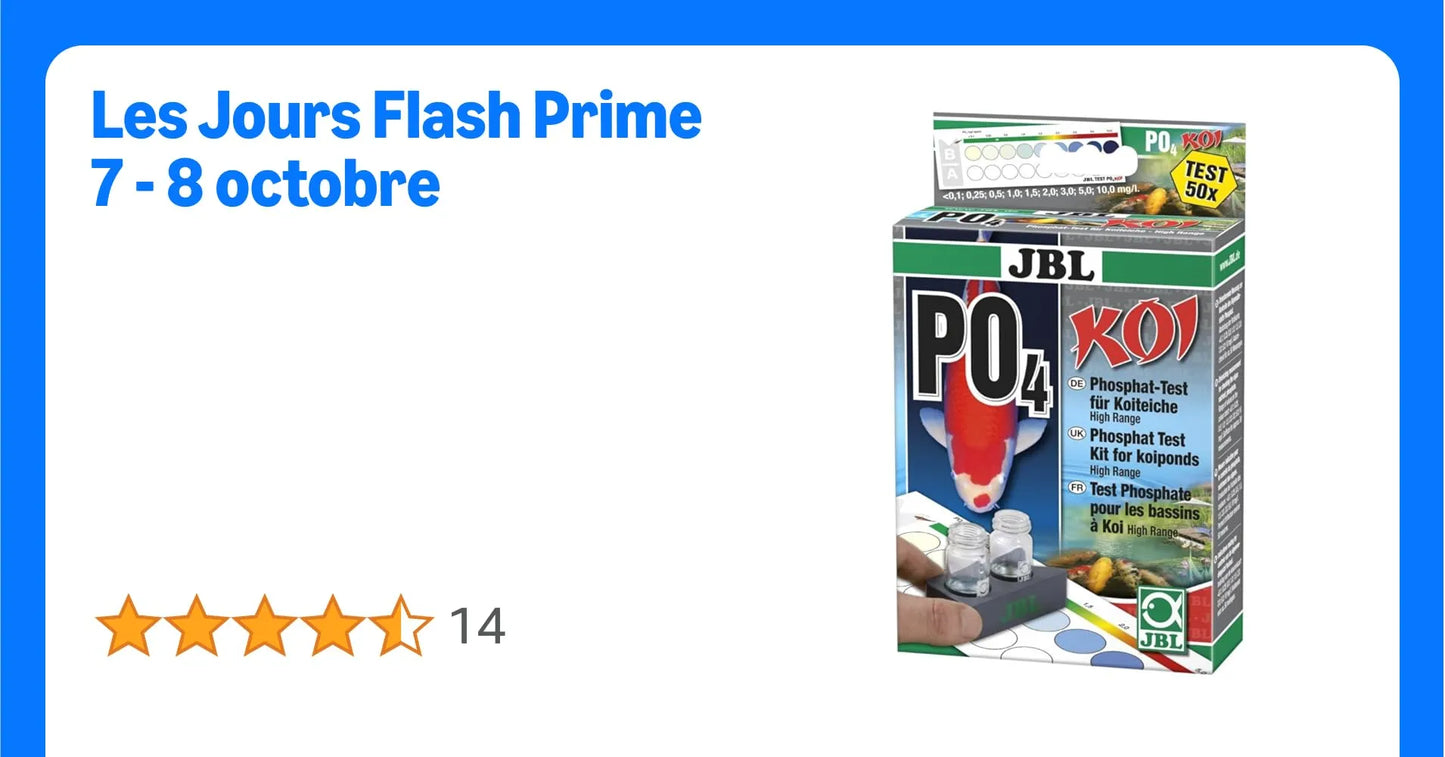 JBL ProAqua PO4 Phosphat Test-Set Koi Kit de Test Colorimétrique pour Bassin 50 Tests