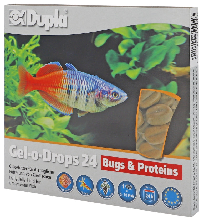 DUPLA Gel-O-Drops 24 Bugs & Proteins Nourriture en Gel pour Poissons Tropicaux 12x2g