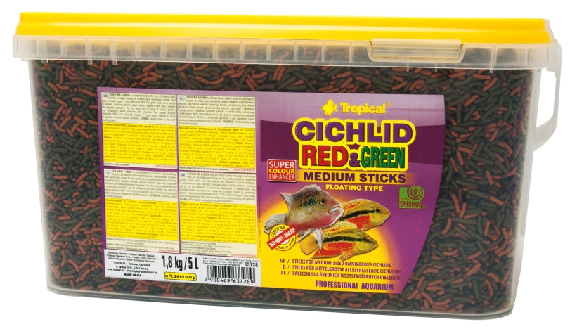 TROPICAL Cichlid Red & Green Medium Sticks 5L/1.8kg