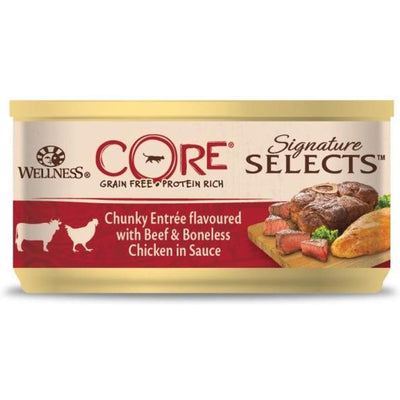 WELLNESS Core Signature Selects Nourriture humide pour chat adulte Boeuf/Poulet 79g