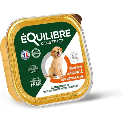 EQUILIBRE & INSTINCT Terrine pour jeune chien riche en volaille, carottes & lait 300g