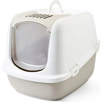 SAVIC Bac à Litière Nestor Jumbo pour Chat Blanc/Moka 66,5x48,5x46,5 cm