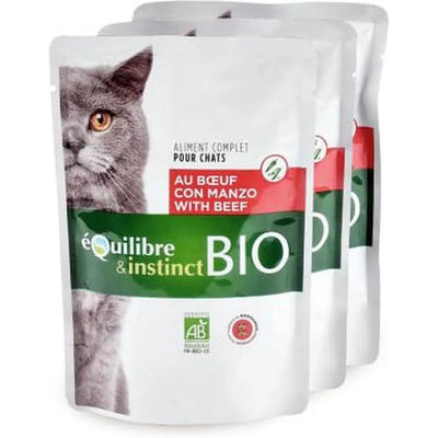EQUILIBRE & INSTINCT Emincés pour chat au boeuf légumes BIO 100g