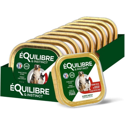 EQUILIBRE & INSTINCT Terrine pour chien adulte riche en bœuf & petit pois 9x300g