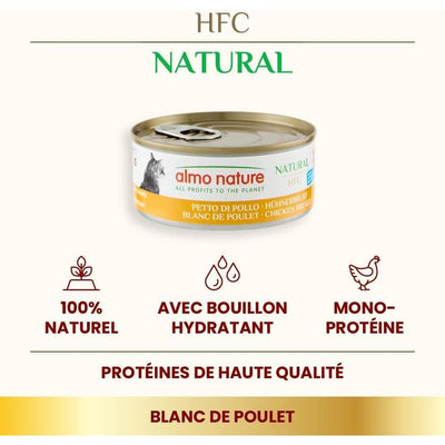 ALMO NATURE HFC Natural Poitrine de Poulet 150g (Lot de 24)