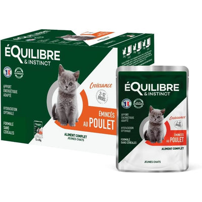 EQUILIBRE & INSTINCT Emincés Croissance pour Chat Junior au Poulet 12x85g