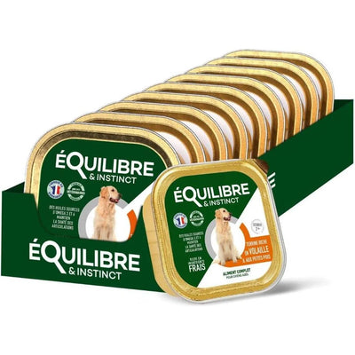 EQUILIBRE & INSTINCT Terrine pour chien âgé riche en volaille et petits pois 9x300g