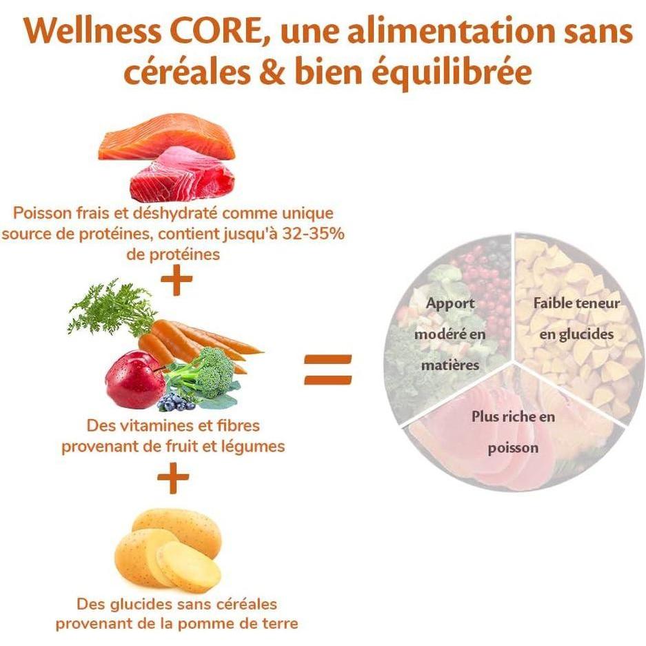 WELLNESS CORE Ocean Croquettes Chien Adulte Saumon Thon 1.8kg