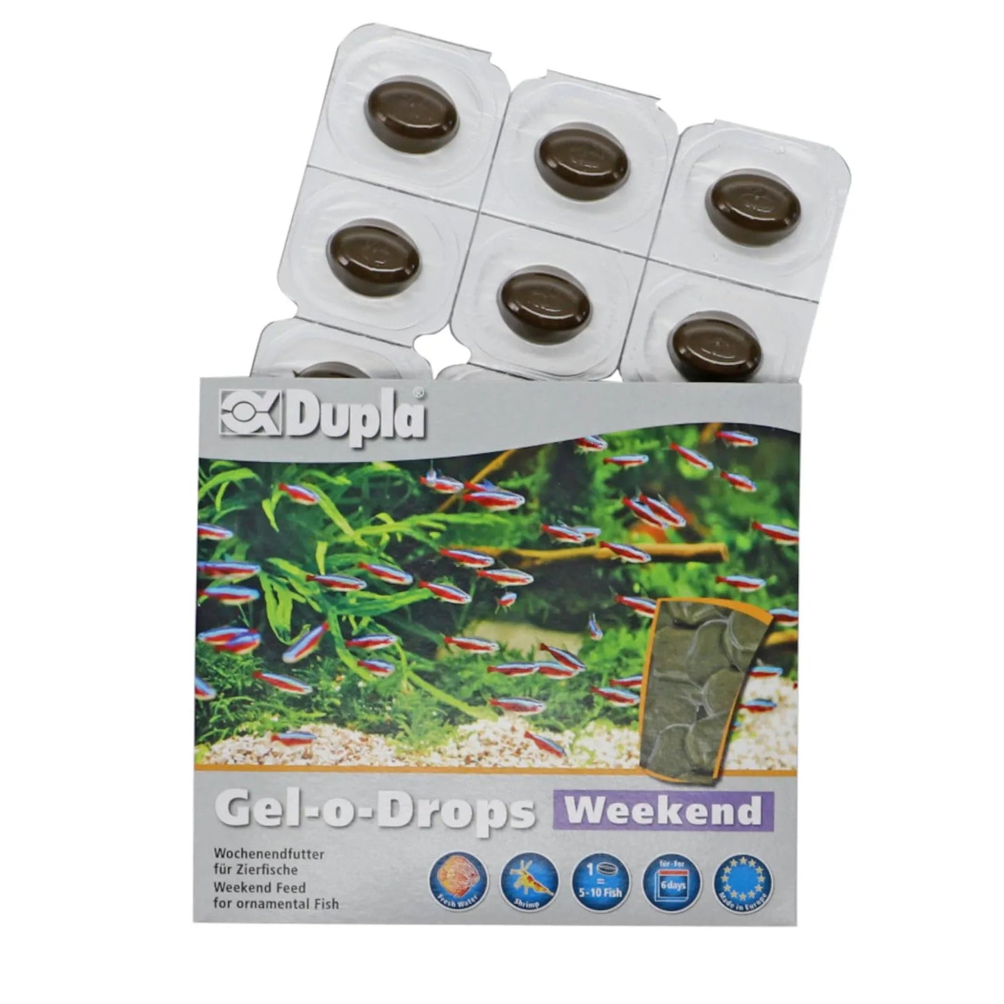 HOBBY-DOSHE AQUARISTIK Dupla Gel-o-Drops Weekend Nourriture en gel pour poissons tropicaux 12x2g