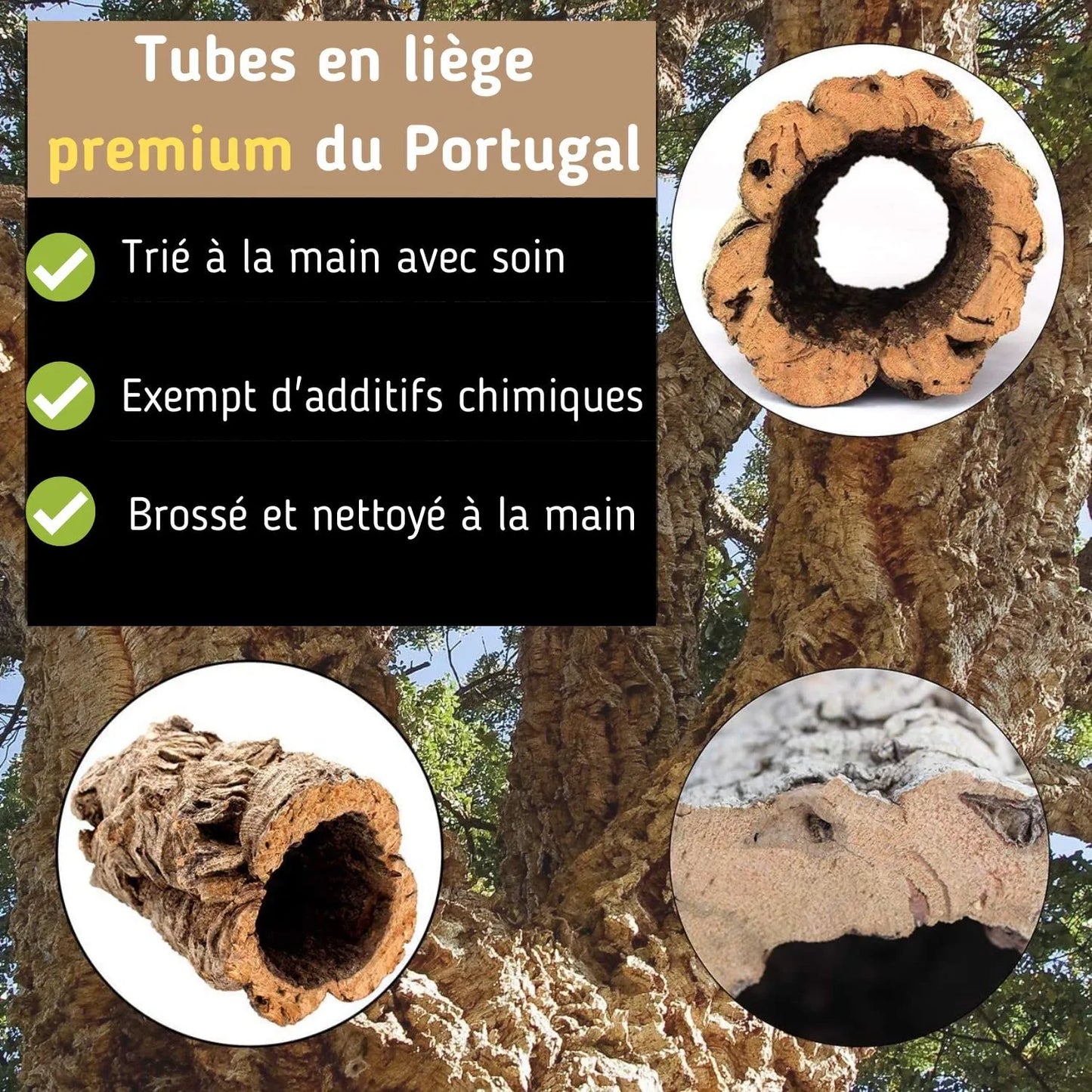 HOBBY-DOSHE AQUARISTIK Tunnel en Liège Diamètre 5 cm Longueur 40 cm