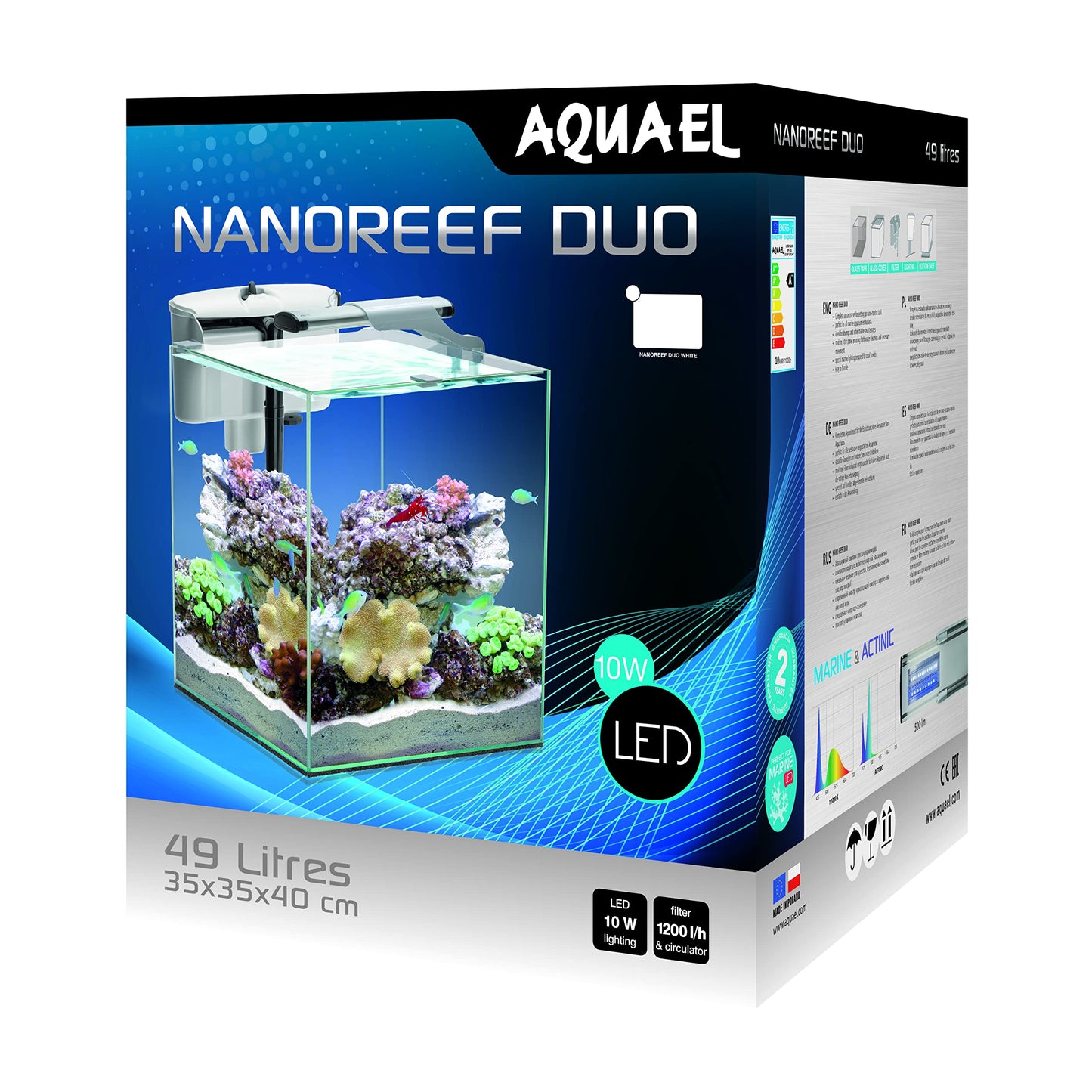 AQUAEL Aquarium Nano Reef 35 Duo Blanc 2.0 49L