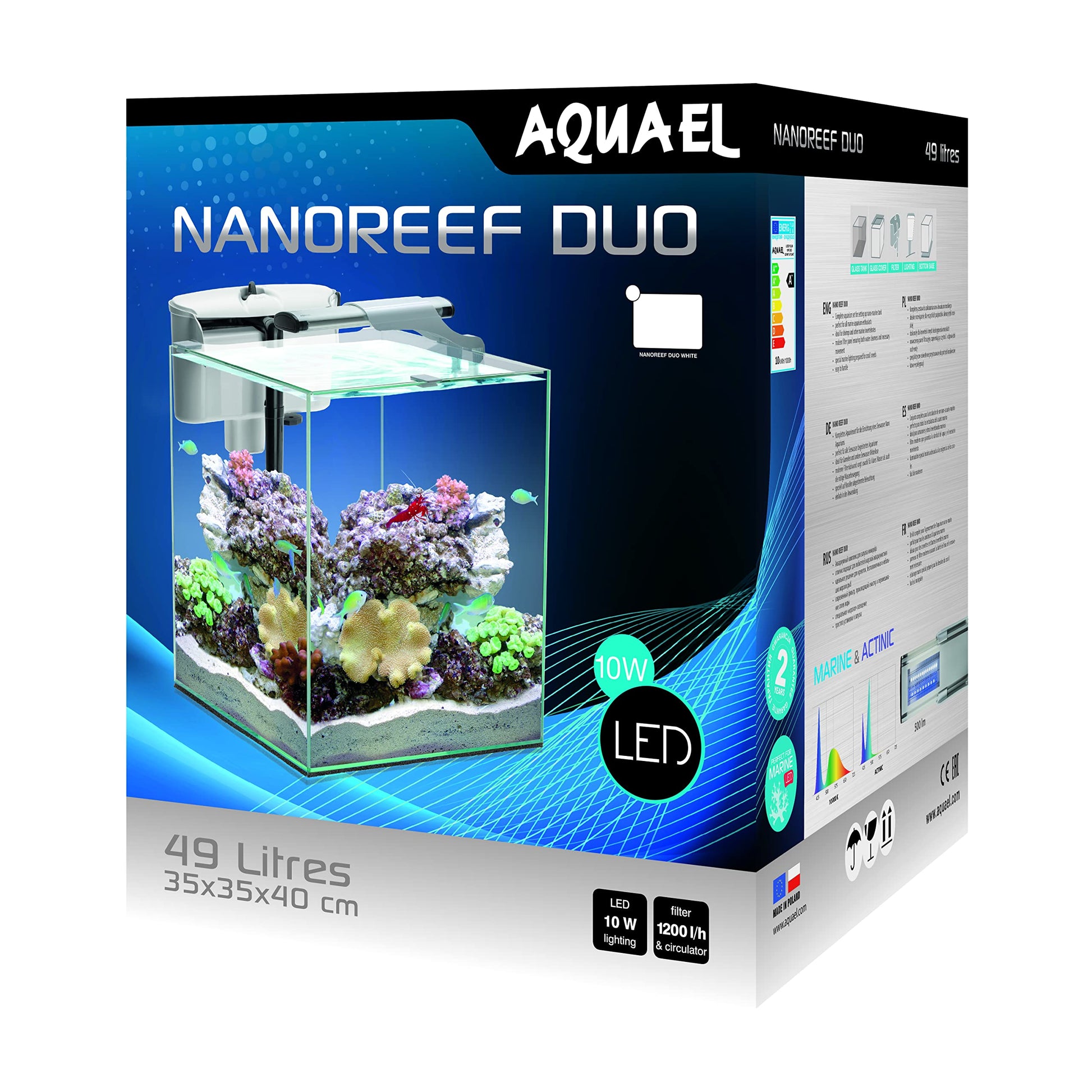 AQUAEL Aquarium Nano Reef 35 Duo Blanc 2.0 49L